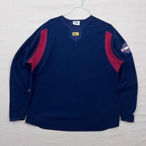2005 Majestic Navy Blue World Series Baseball Long Sleeve Fleece Shirt Size L